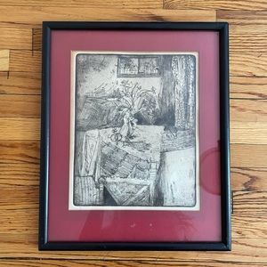 Framed & matted 1960’s Brooklyn Still Life Lithograph